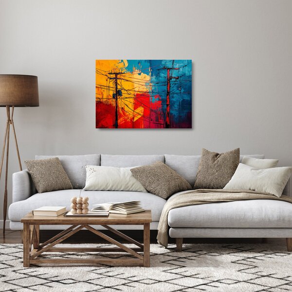 Staklena slika - Apstraktne električne linije (70x50 cm)