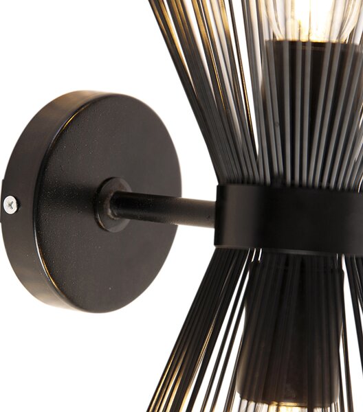 Zidna svjetiljka u stilu art deco crna 2-svjetla - Broom