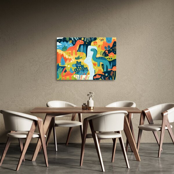 Staklena slika - Veseli dinosauri (70x50 cm)