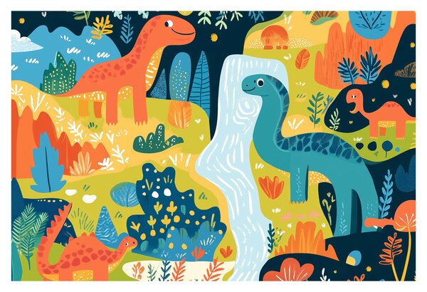 Slika - Veseli dinosauri (90x60 cm)