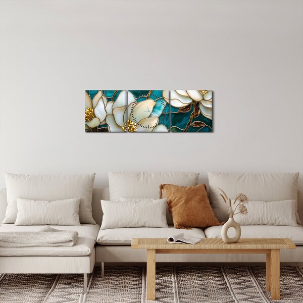 Slika - Vitraj s magnolijom (sa satom) (90x30 cm)