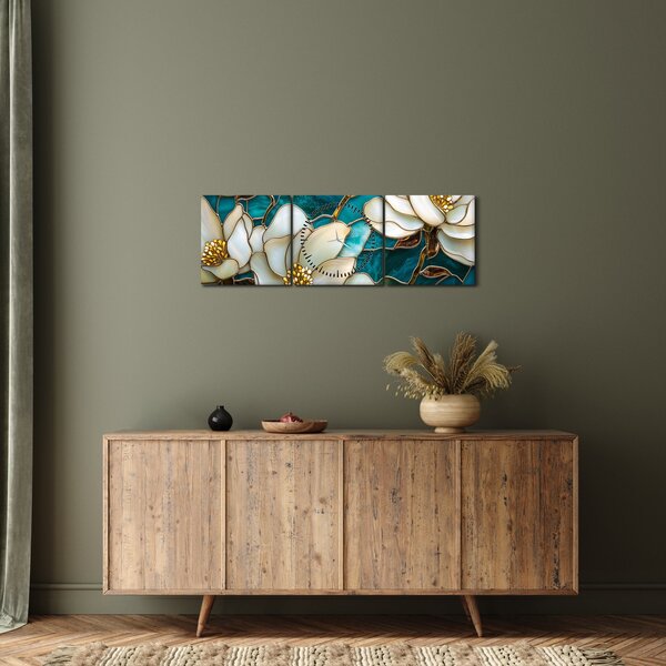 Slika - Vitraj s magnolijom (sa satom) (90x30 cm)