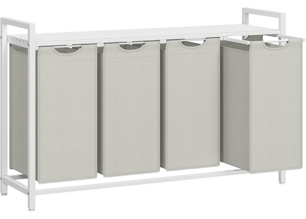 VASAGLE košara za rublje s 4 odjeljka 4 × 40 L, 116 × 33 × 72 cm, krem-bijela i mat bijela