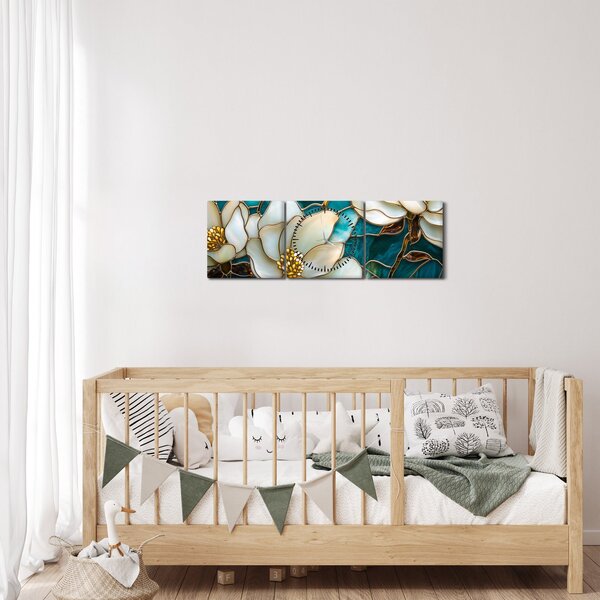 Slika - Vitraj s magnolijom (sa satom) (90x30 cm)