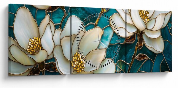 Slika - Vitraj s magnolijom (sa satom) (90x30 cm)