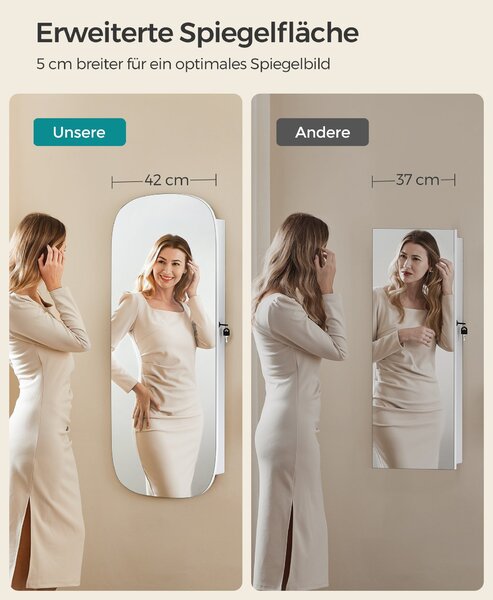 LED ogledalo s pohranom za nakit 10×42×108 cm, bijelo