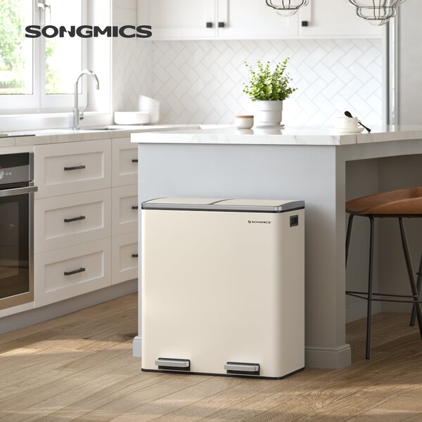 SONGMICS dvostruka kanta za smeće, 2x30l, krem boja