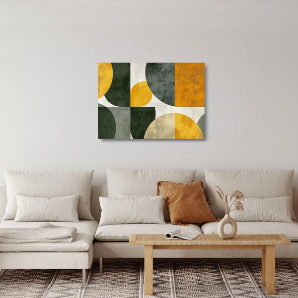 Staklena slika - Apstrakcija u maslinastoj boji (70x50 cm)