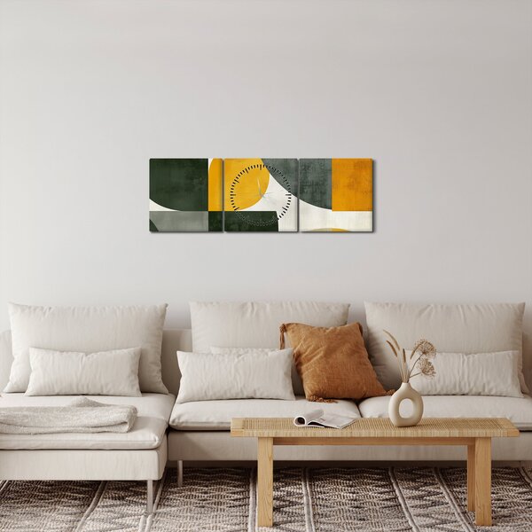 Slika - Apstrakcija u maslinastoj boji (sa satom) (90x30 cm)