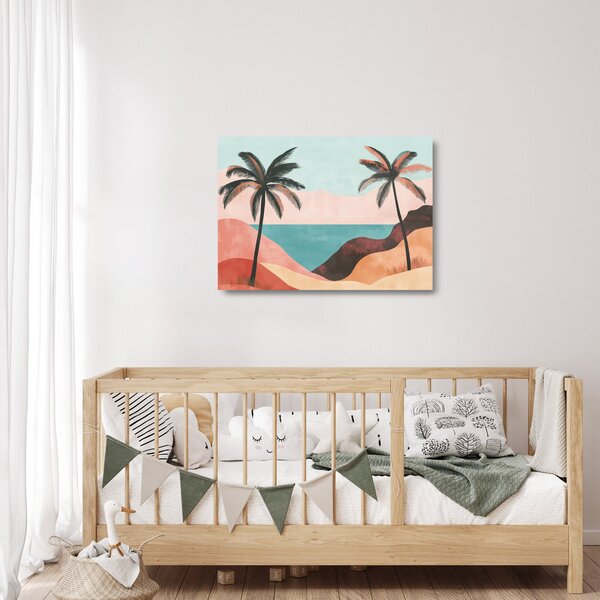 Staklena slika - Palme uz more (70x50 cm)