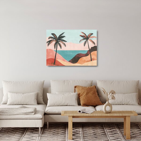 Staklena slika - Palme uz more (70x50 cm)