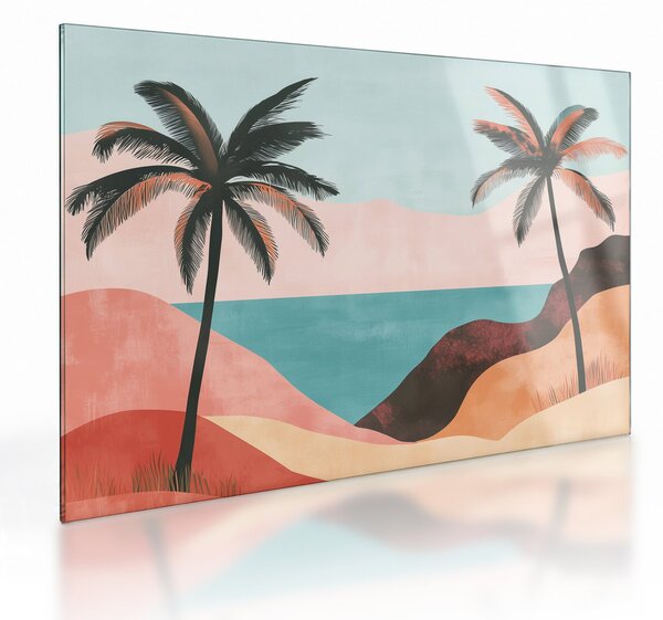 Staklena slika - Palme uz more (70x50 cm)