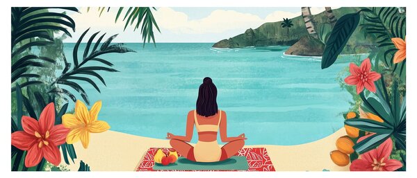 Slika - Joginica na plaži (120x50 cm)