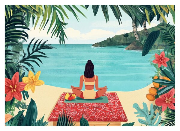 Slika - Joginica na plaži (70x50 cm)