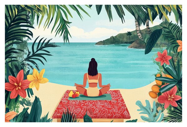 Slika - Joginica na plaži (90x60 cm)