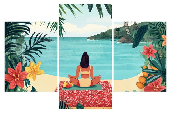 Slika - Joginica na plaži (90x60 cm)