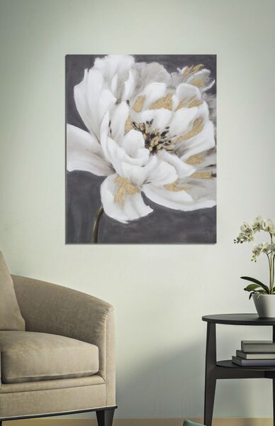 Slika White/Gold Flower