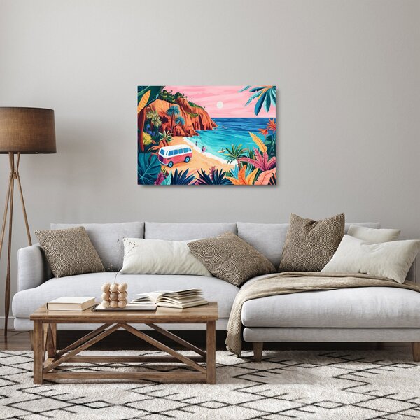 Staklena slika - Karavan uz ocean (70x50 cm)