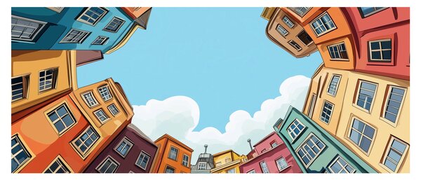 Slika - Između kuća (120x50 cm)