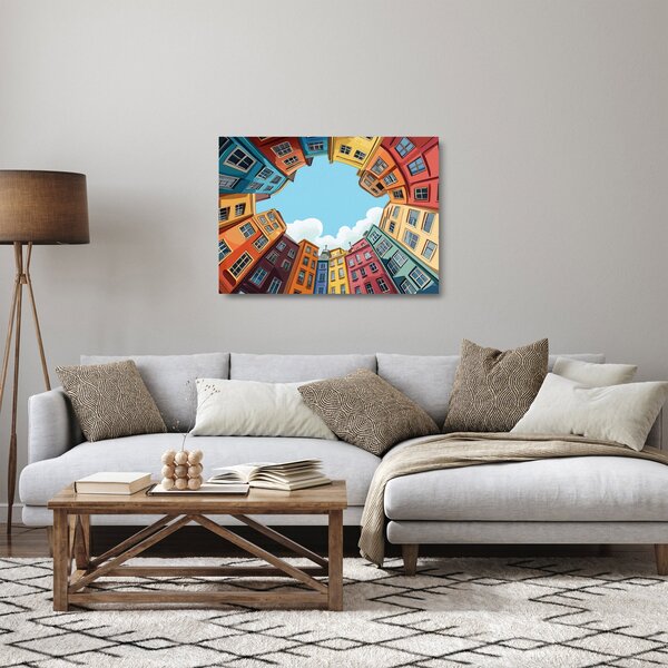 Staklena slika - Između kuća (70x50 cm)