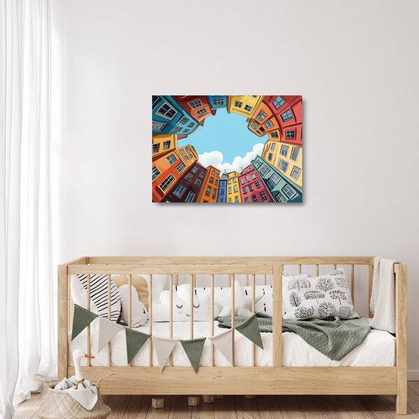 Staklena slika - Između kuća (70x50 cm)