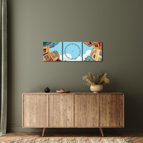 Slika - Između kuća (sa satom) (90x30 cm)