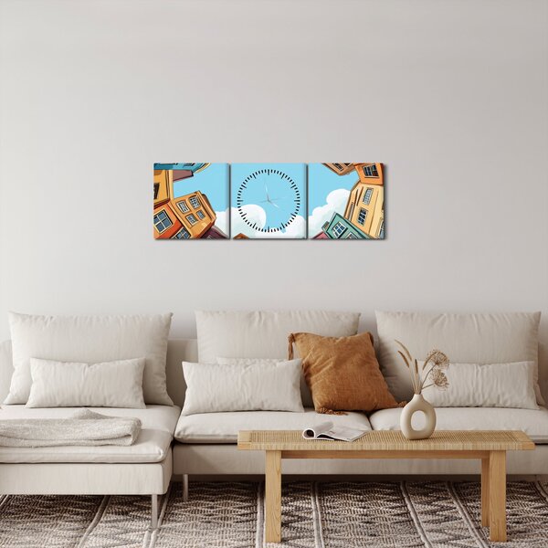 Slika - Između kuća (sa satom) (90x30 cm)