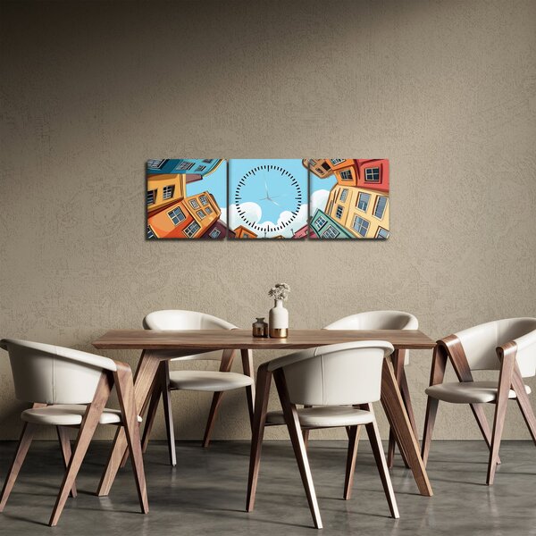 Slika - Između kuća (sa satom) (90x30 cm)