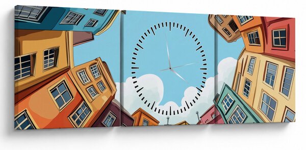 Slika - Između kuća (sa satom) (90x30 cm)