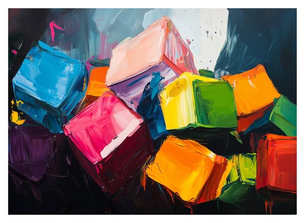 Staklena slika - Šarene kocke (70x50 cm)