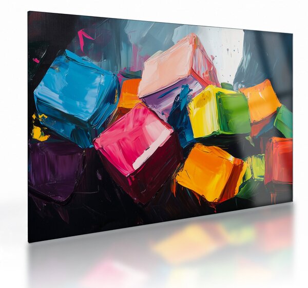 Staklena slika - Šarene kocke (70x50 cm)