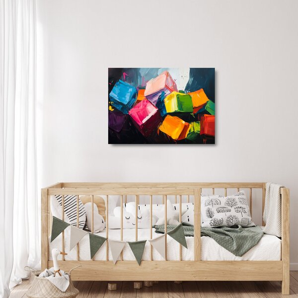 Staklena slika - Šarene kocke (70x50 cm)