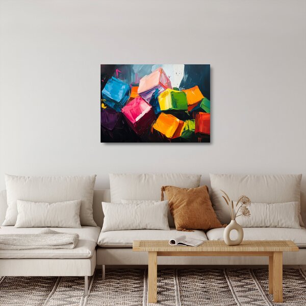 Staklena slika - Šarene kocke (70x50 cm)