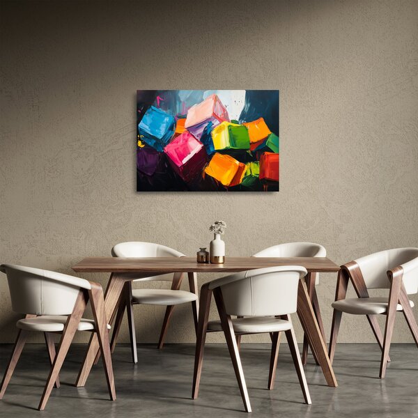 Staklena slika - Šarene kocke (70x50 cm)