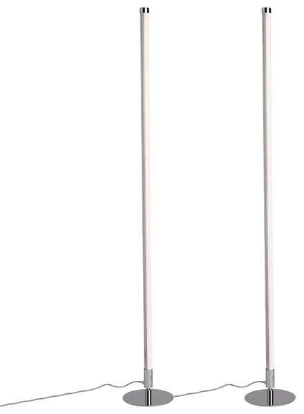 Set od 2 modernih podnih svjetiljki LED krom - Line-up