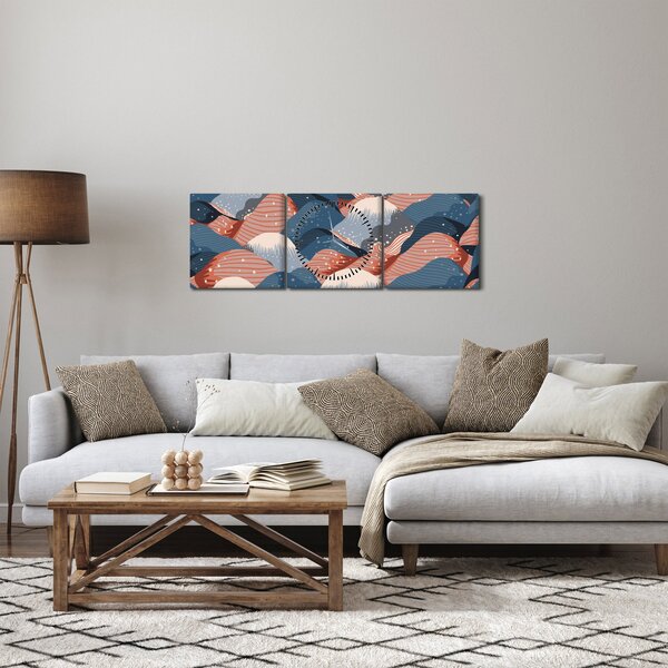 Slika - Japanski valovi (sa satom) (90x30 cm)