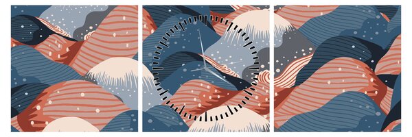 Slika - Japanski valovi (sa satom) (90x30 cm)