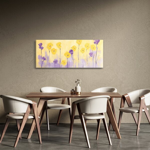 Slika - Ljubičasti i žuti cvjetići (120x50 cm)