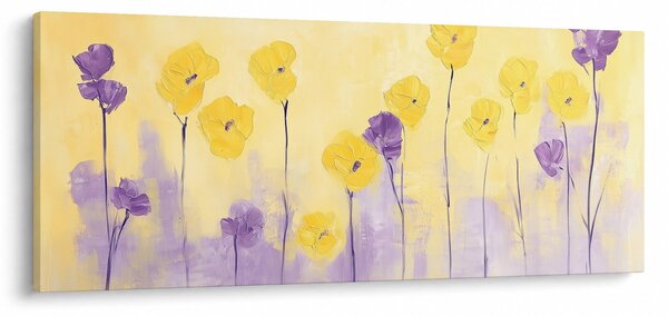 Slika - Ljubičasti i žuti cvjetići (120x50 cm)