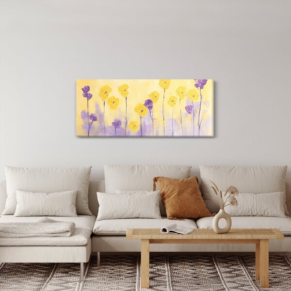 Slika - Ljubičasti i žuti cvjetići (120x50 cm)