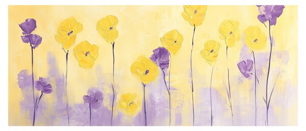 Slika - Ljubičasti i žuti cvjetići (120x50 cm)