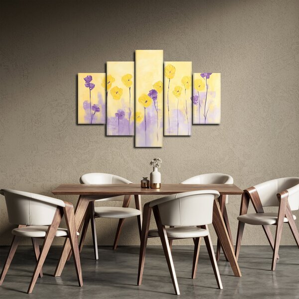 Slika - Ljubičasti i žuti cvjetići (150x105 cm)