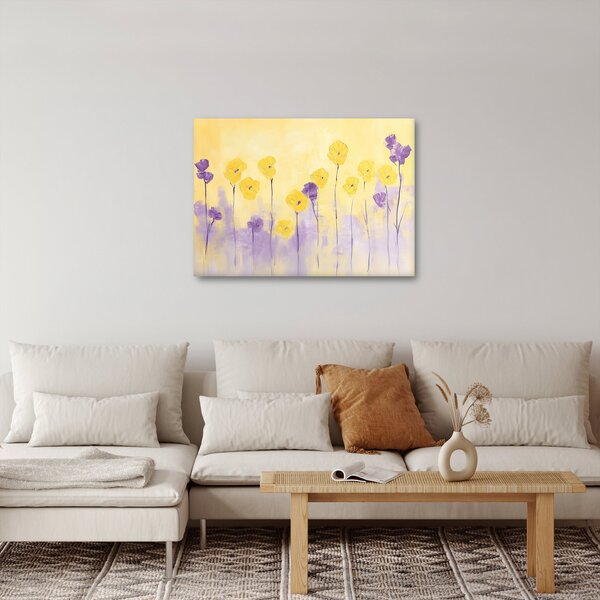 Slika - Ljubičasti i žuti cvjetići (70x50 cm)