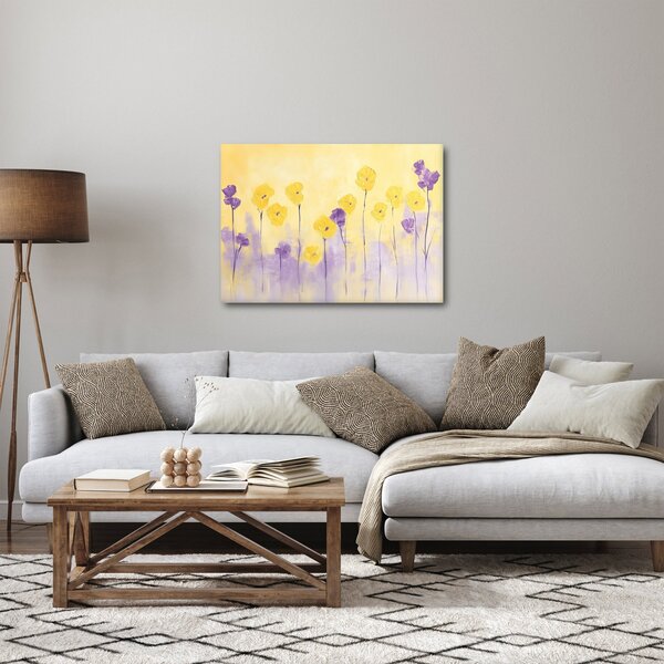 Slika - Ljubičasti i žuti cvjetići (70x50 cm)