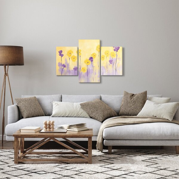 Slika - Ljubičasti i žuti cvjetići (90x60 cm)