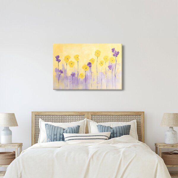 Slika - Ljubičasti i žuti cvjetići (90x60 cm)