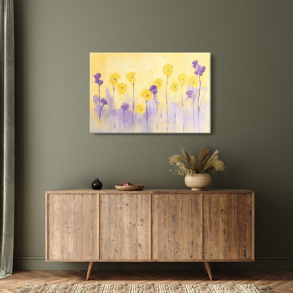 Slika - Ljubičasti i žuti cvjetići (90x60 cm)
