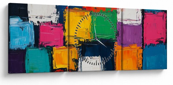 Slika - Slika šarenih kvadrata (sa satom) (90x30 cm)