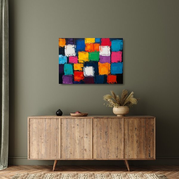 Staklena slika - Staklena slika šarenih kvadrata (70x50 cm)