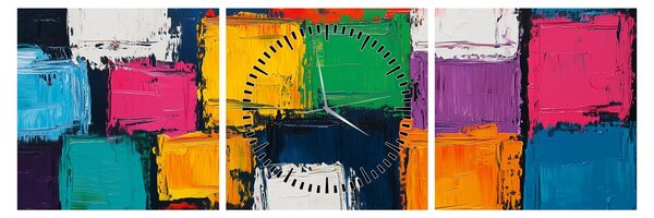 Slika - Slika šarenih kvadrata (sa satom) (90x30 cm)